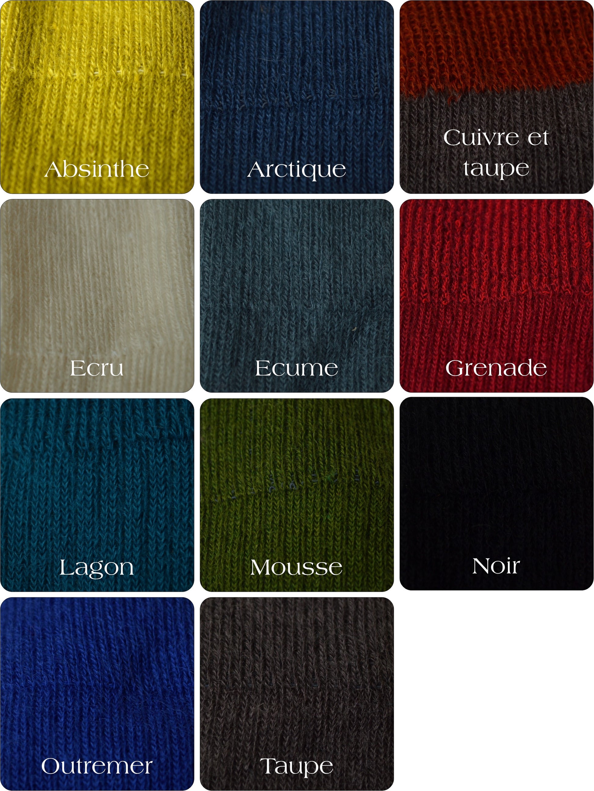 Chaussettes en mohair français, couleurs